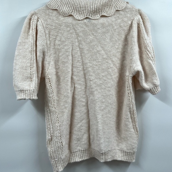 Universal Thread Scalloped Pullover Sweater Collar Short Sleeve Off White Size S - Picture 4 of 6